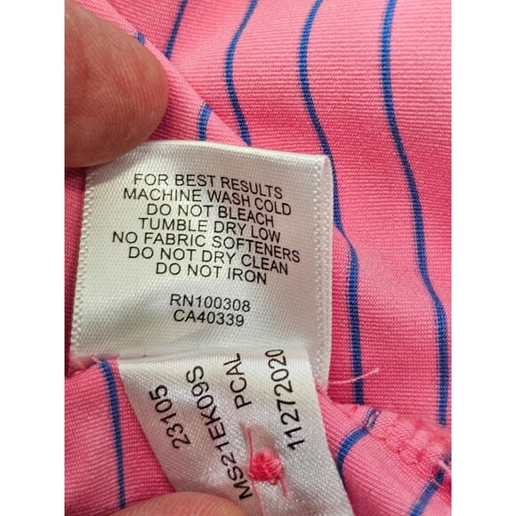 GC Men's XL Peter Millar Summer Comfort Pink Stripe Short Sleeve Polo Shirt Tee - Picture 5 of 5